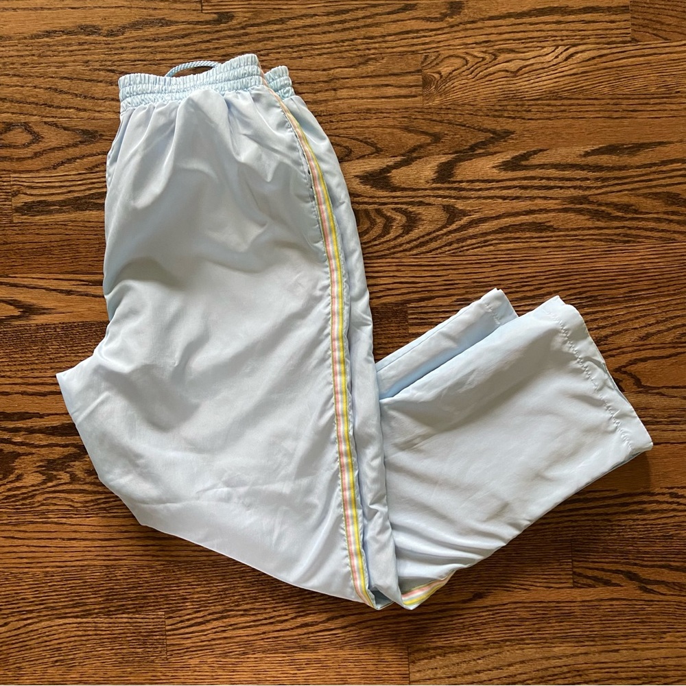 Light Blue Track Pants with Pastel Side Stripe
